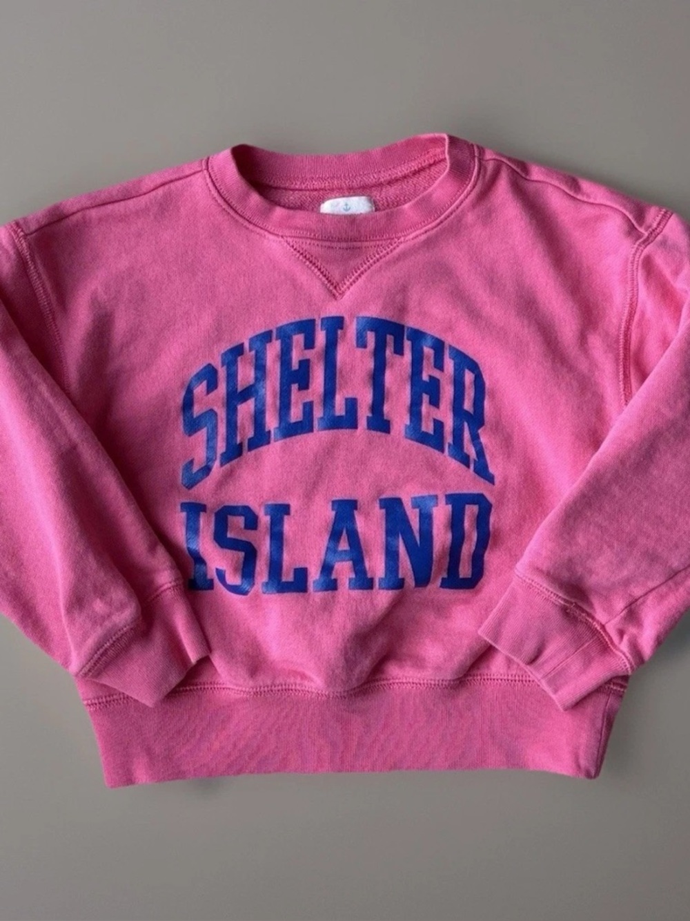 Crewcuts Pink Sweatshirt with Blue 'Shelter Island'